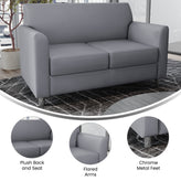 HERCULES Diplomat Gray LeatherSoft Loveseat with Clean Line-Stitched Frame and Chrome Legs