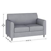 HERCULES Diplomat Gray LeatherSoft Loveseat with Clean Line-Stitched Frame and Chrome Legs