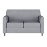 HERCULES Diplomat Gray LeatherSoft Loveseat with Clean Line-Stitched Frame and Chrome Legs