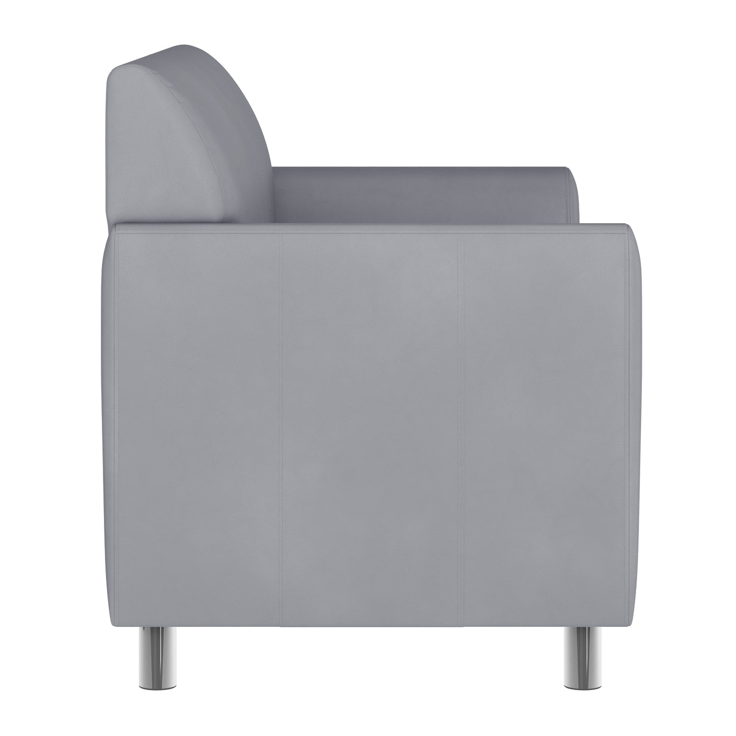 HERCULES Diplomat Gray LeatherSoft Loveseat with Clean Line-Stitched Frame and Chrome Legs