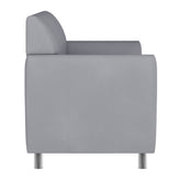 HERCULES Diplomat Gray LeatherSoft Loveseat with Clean Line-Stitched Frame and Chrome Legs