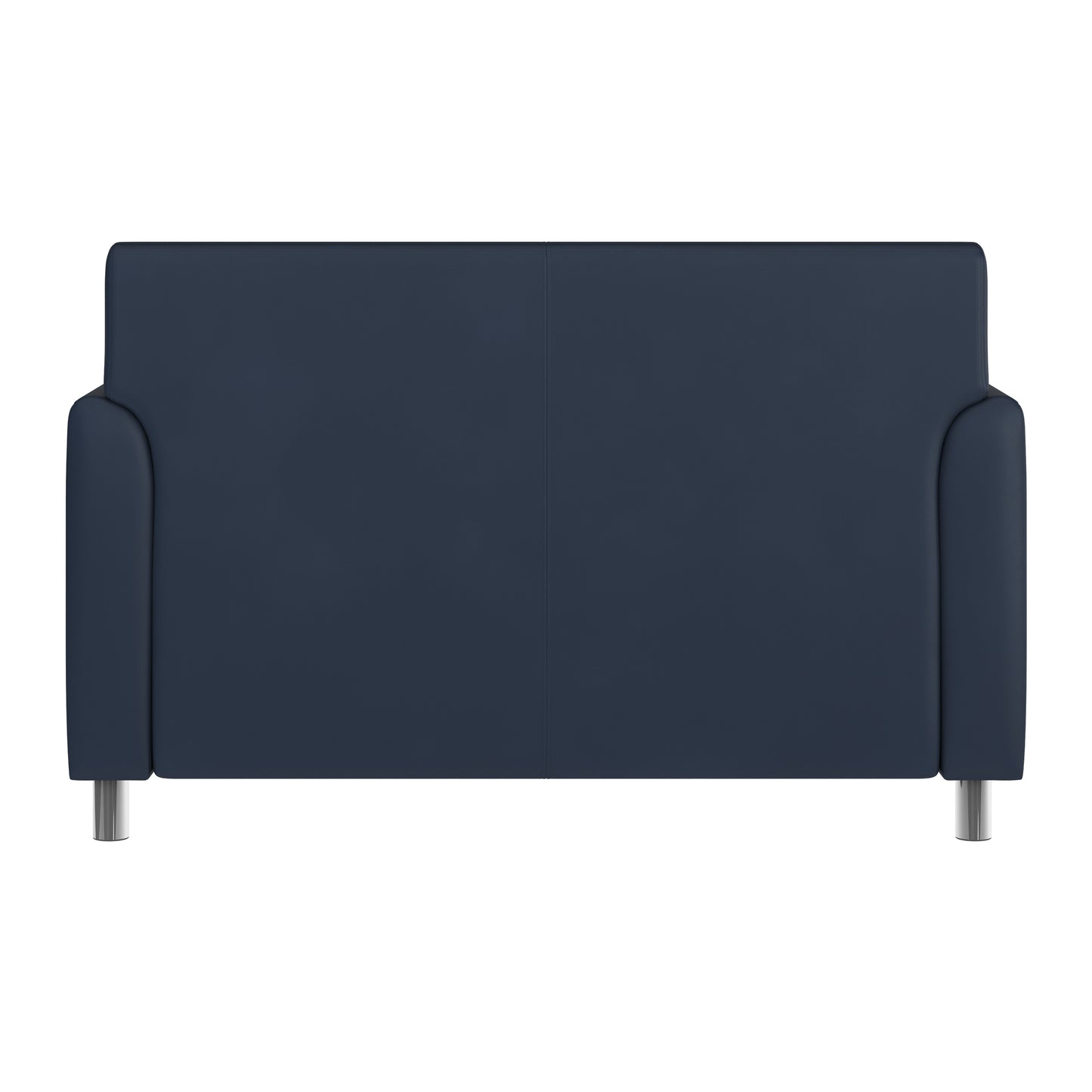 HERCULES Diplomat Navy LeatherSoft Loveseat with Clean Line-Stitched Frame and Chrome Legs