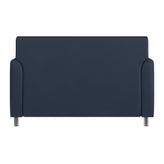 HERCULES Diplomat Navy LeatherSoft Loveseat with Clean Line-Stitched Frame and Chrome Legs
