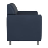 HERCULES Diplomat Navy LeatherSoft Loveseat with Clean Line-Stitched Frame and Chrome Legs