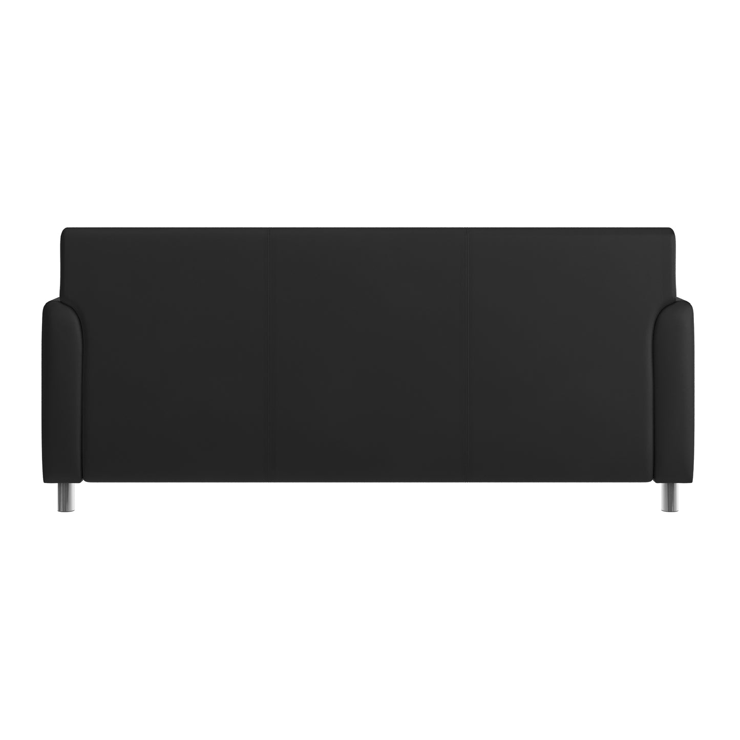 HERCULES Diplomat Black LeatherSoft Sofa with Clean Line-Stitched Frame and Chrome Legs