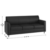 HERCULES Diplomat Black LeatherSoft Sofa with Clean Line-Stitched Frame and Chrome Legs