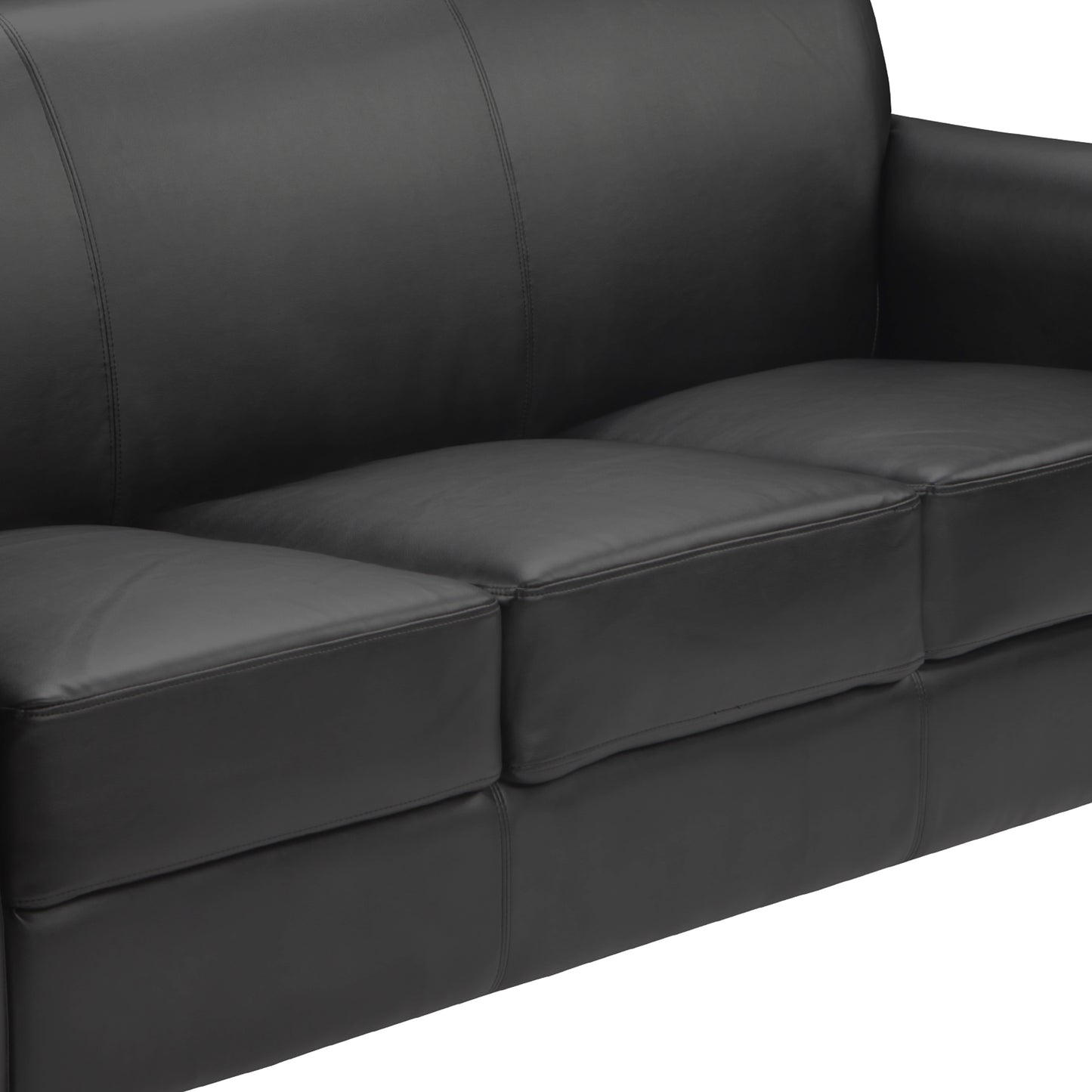 HERCULES Diplomat Black LeatherSoft Sofa with Clean Line-Stitched Frame and Chrome Legs