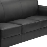 HERCULES Diplomat Black LeatherSoft Sofa with Clean Line-Stitched Frame and Chrome Legs