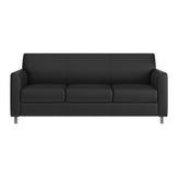 HERCULES Diplomat Black LeatherSoft Sofa with Clean Line-Stitched Frame and Chrome Legs