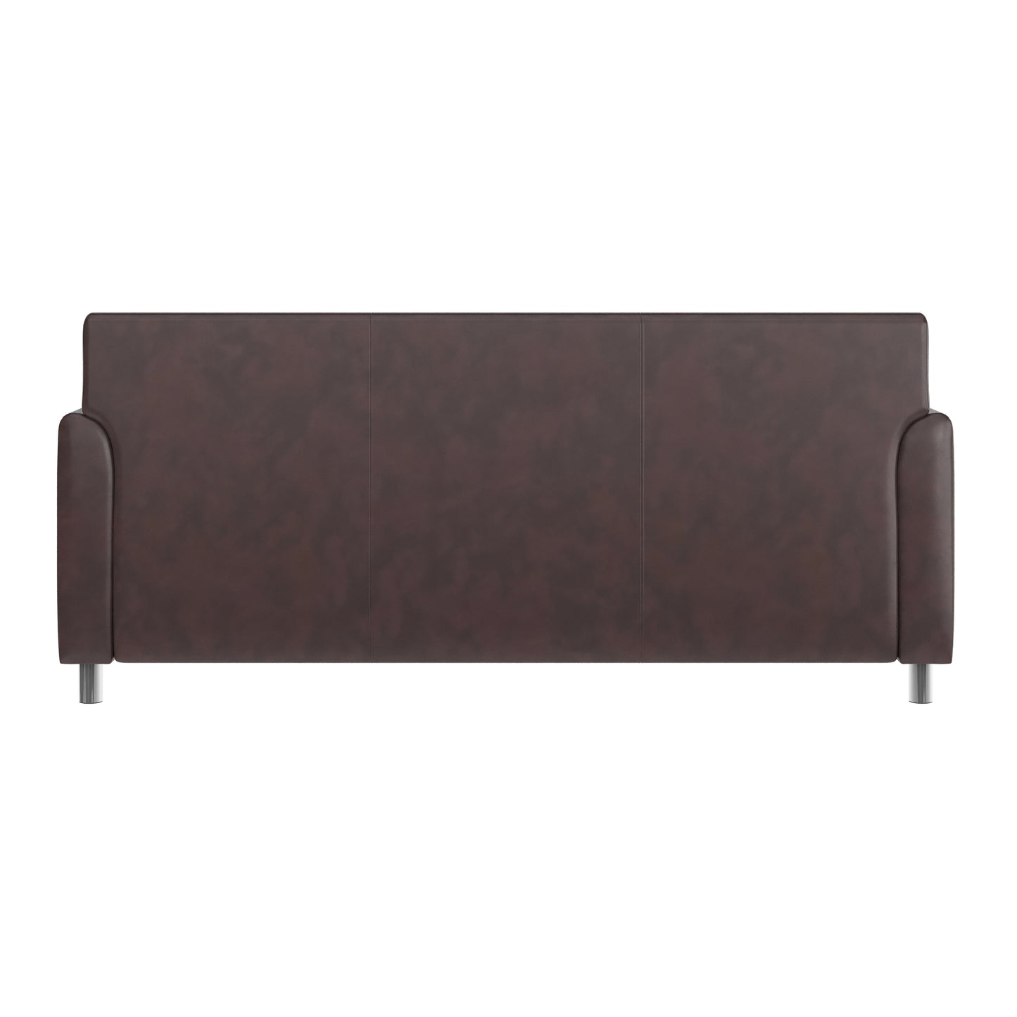 HERCULES Diplomat Brown LeatherSoft Sofa with Clean Line-Stitched Frame and Chrome Legs