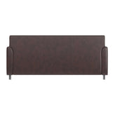 HERCULES Diplomat Brown LeatherSoft Sofa with Clean Line-Stitched Frame and Chrome Legs