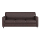 HERCULES Diplomat Brown LeatherSoft Sofa with Clean Line-Stitched Frame and Chrome Legs