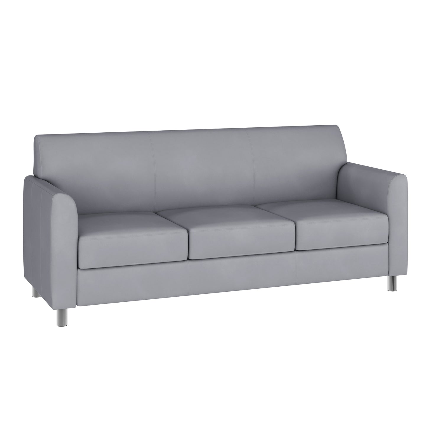HERCULES Diplomat Gray LeatherSoft Sofa with Clean Line-Stitched Frame and Chrome Legs
