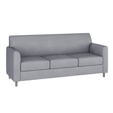 HERCULES Diplomat Gray LeatherSoft Sofa with Clean Line-Stitched Frame and Chrome Legs