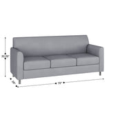 HERCULES Diplomat Gray LeatherSoft Sofa with Clean Line-Stitched Frame and Chrome Legs