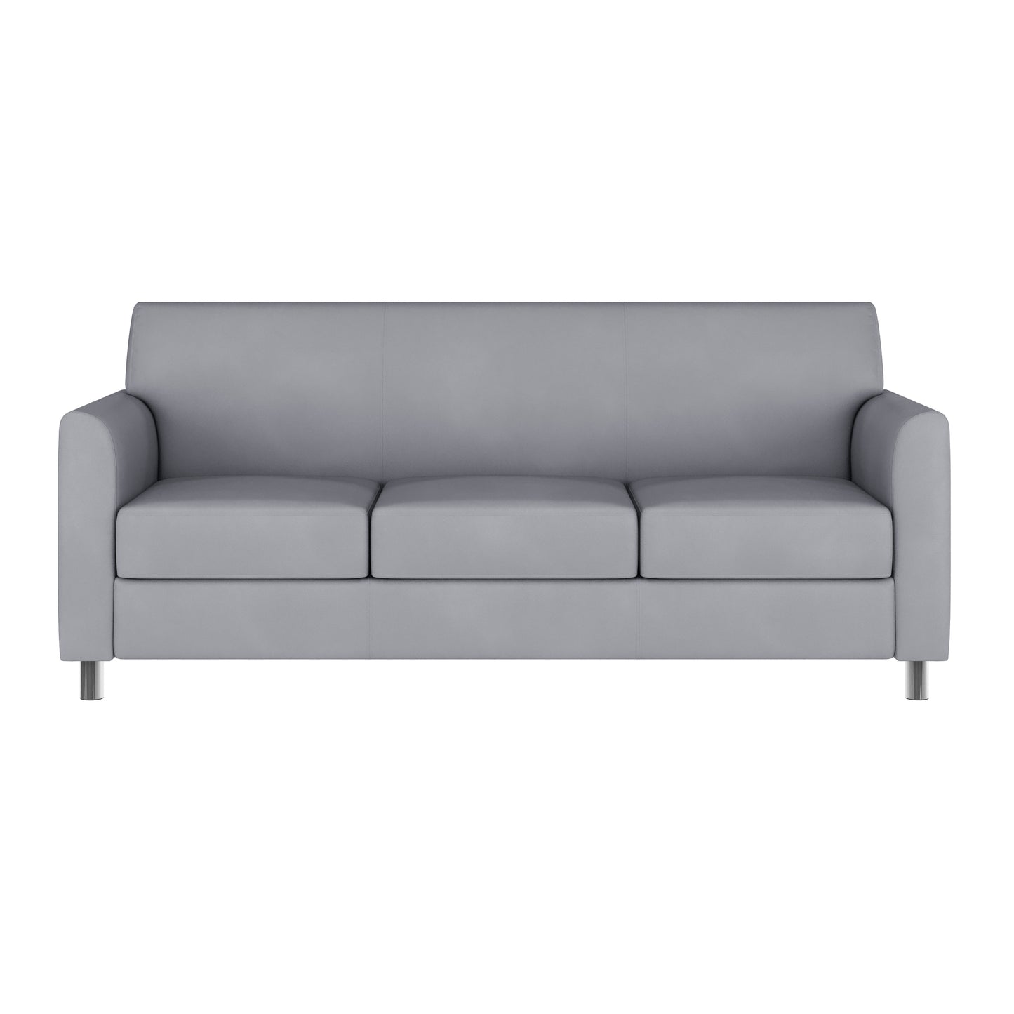 HERCULES Diplomat Gray LeatherSoft Sofa with Clean Line-Stitched Frame and Chrome Legs