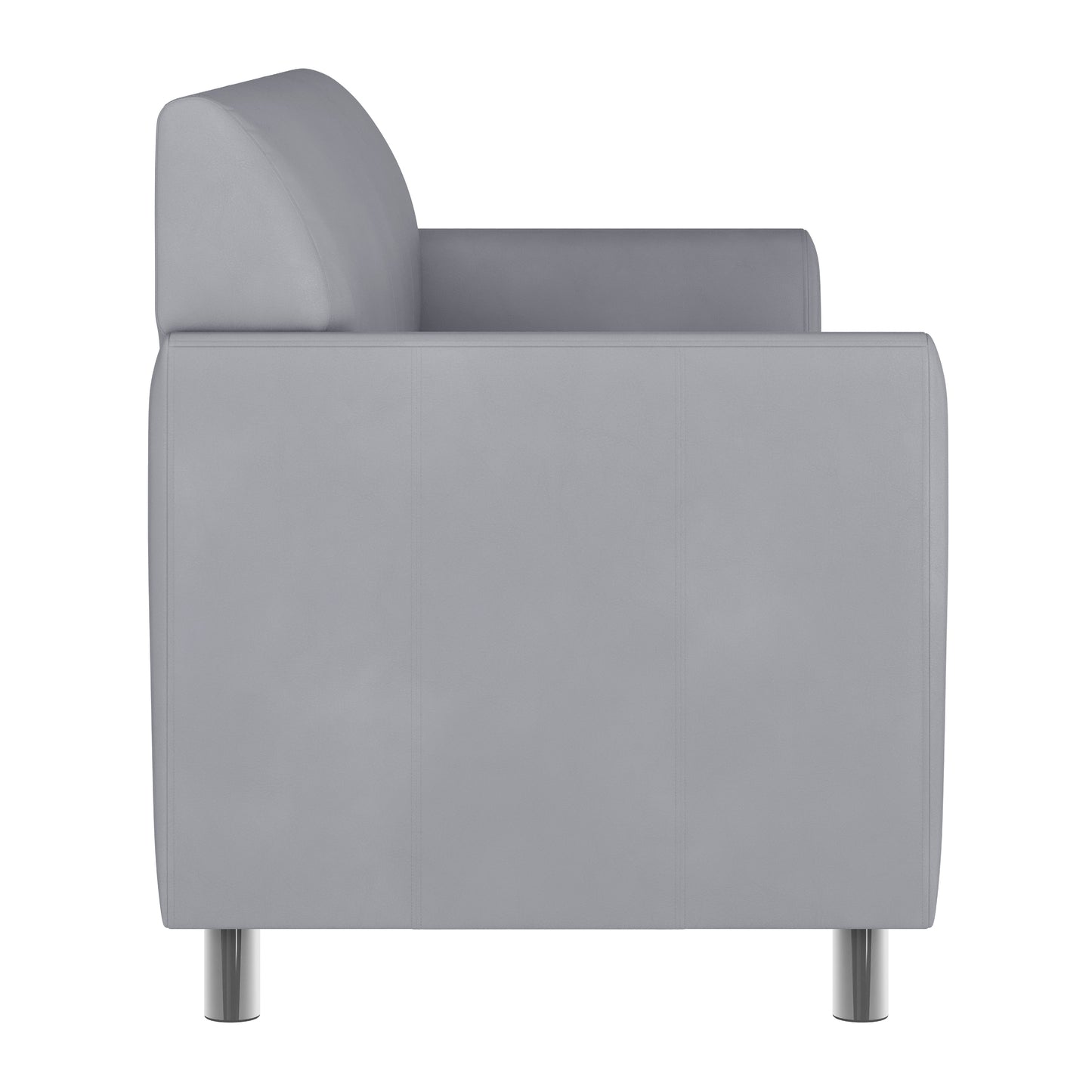 HERCULES Diplomat Gray LeatherSoft Sofa with Clean Line-Stitched Frame and Chrome Legs
