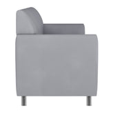 HERCULES Diplomat Gray LeatherSoft Sofa with Clean Line-Stitched Frame and Chrome Legs