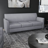HERCULES Diplomat Gray LeatherSoft Sofa with Clean Line-Stitched Frame and Chrome Legs