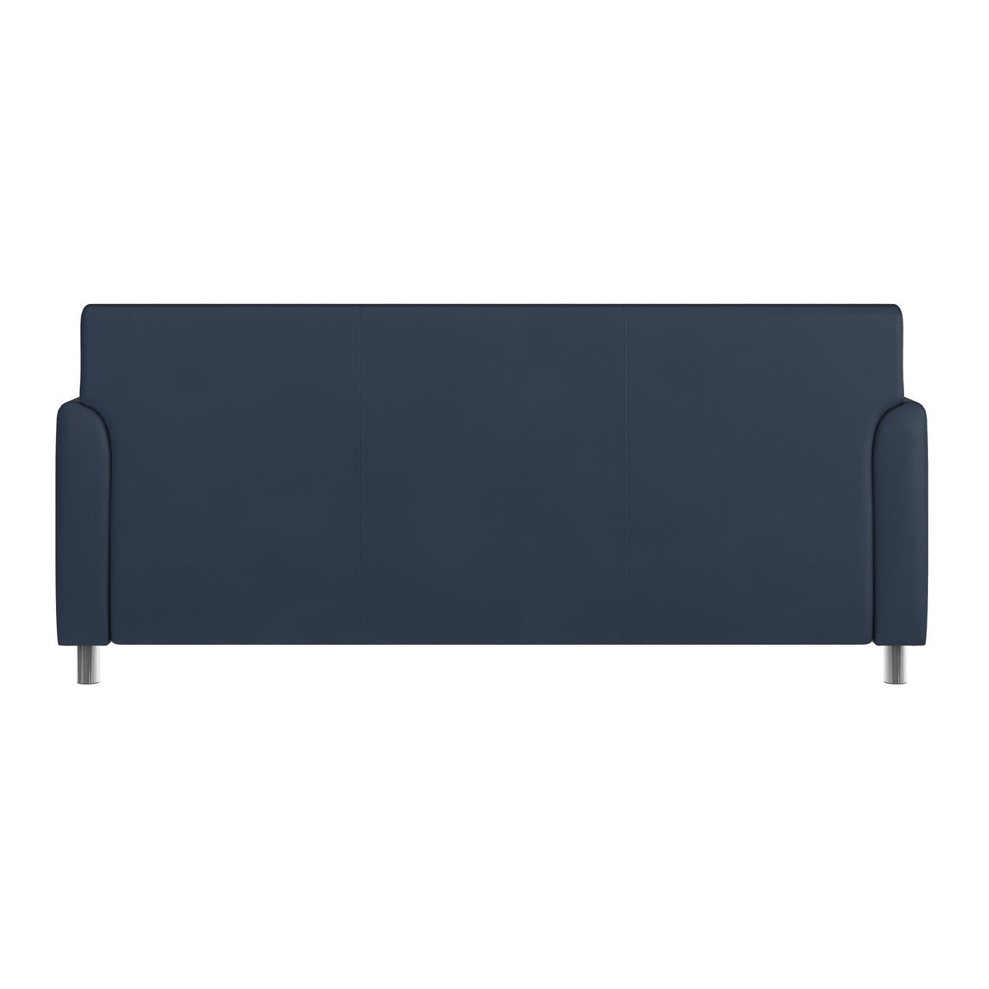 HERCULES Diplomat Navy LeatherSoft Sofa with Clean Line-Stitched Frame and Chrome Legs