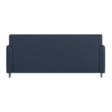 HERCULES Diplomat Navy LeatherSoft Sofa with Clean Line-Stitched Frame and Chrome Legs