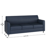 HERCULES Diplomat Navy LeatherSoft Sofa with Clean Line-Stitched Frame and Chrome Legs