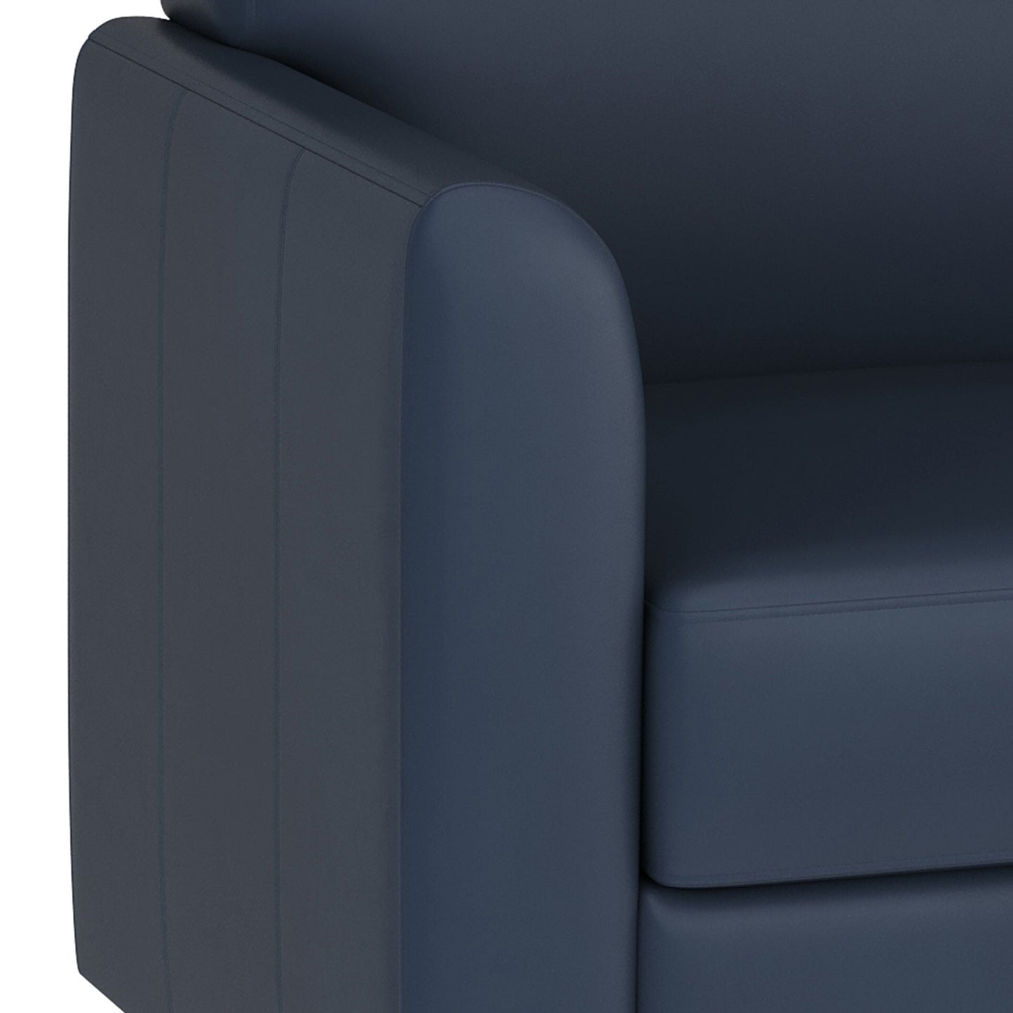 HERCULES Diplomat Navy LeatherSoft Sofa with Clean Line-Stitched Frame and Chrome Legs