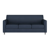 HERCULES Diplomat Navy LeatherSoft Sofa with Clean Line-Stitched Frame and Chrome Legs