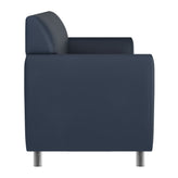 HERCULES Diplomat Navy LeatherSoft Sofa with Clean Line-Stitched Frame and Chrome Legs