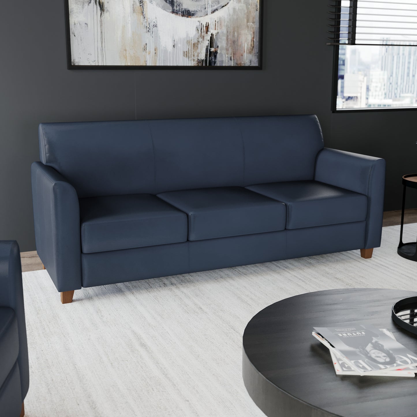 HERCULES Diplomat Series Navy LeatherSoft Sofa