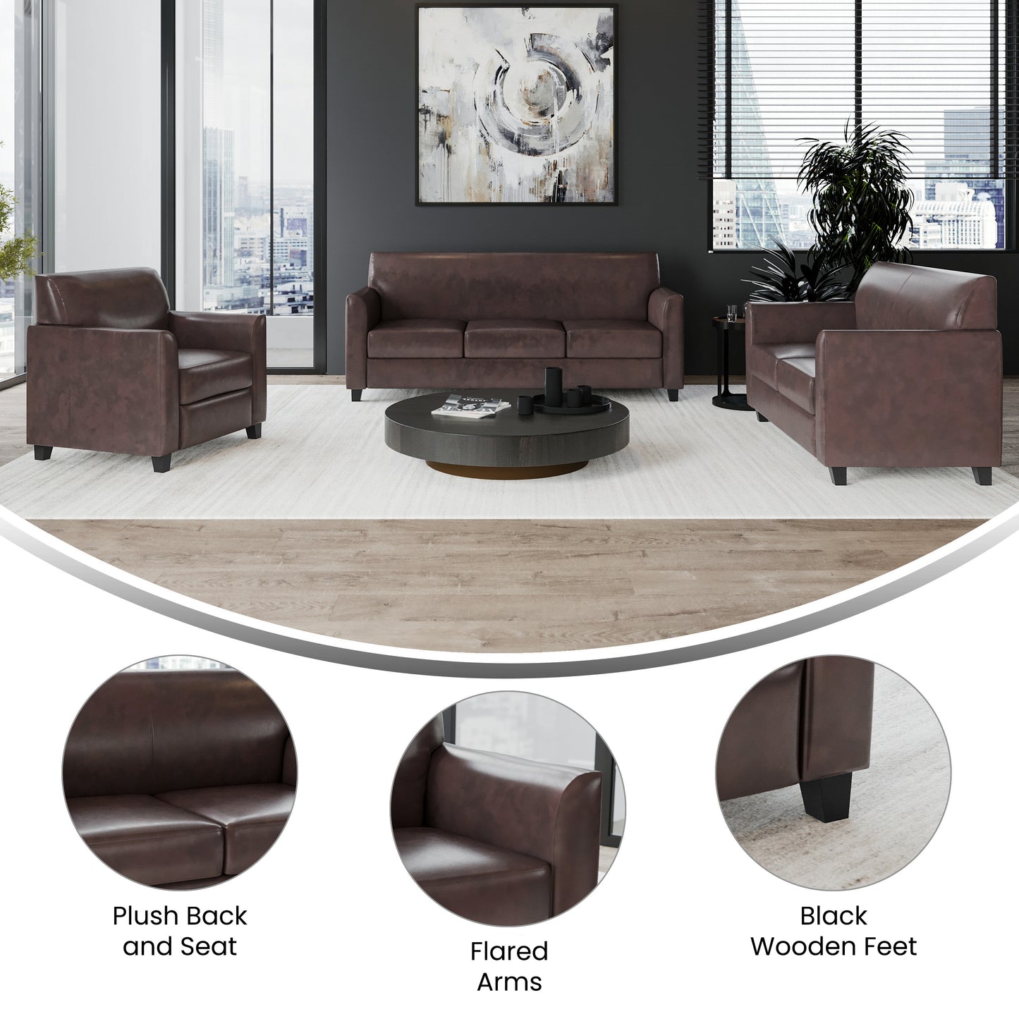 HERCULES Diplomat Series Reception Set in Brown LeatherSoft