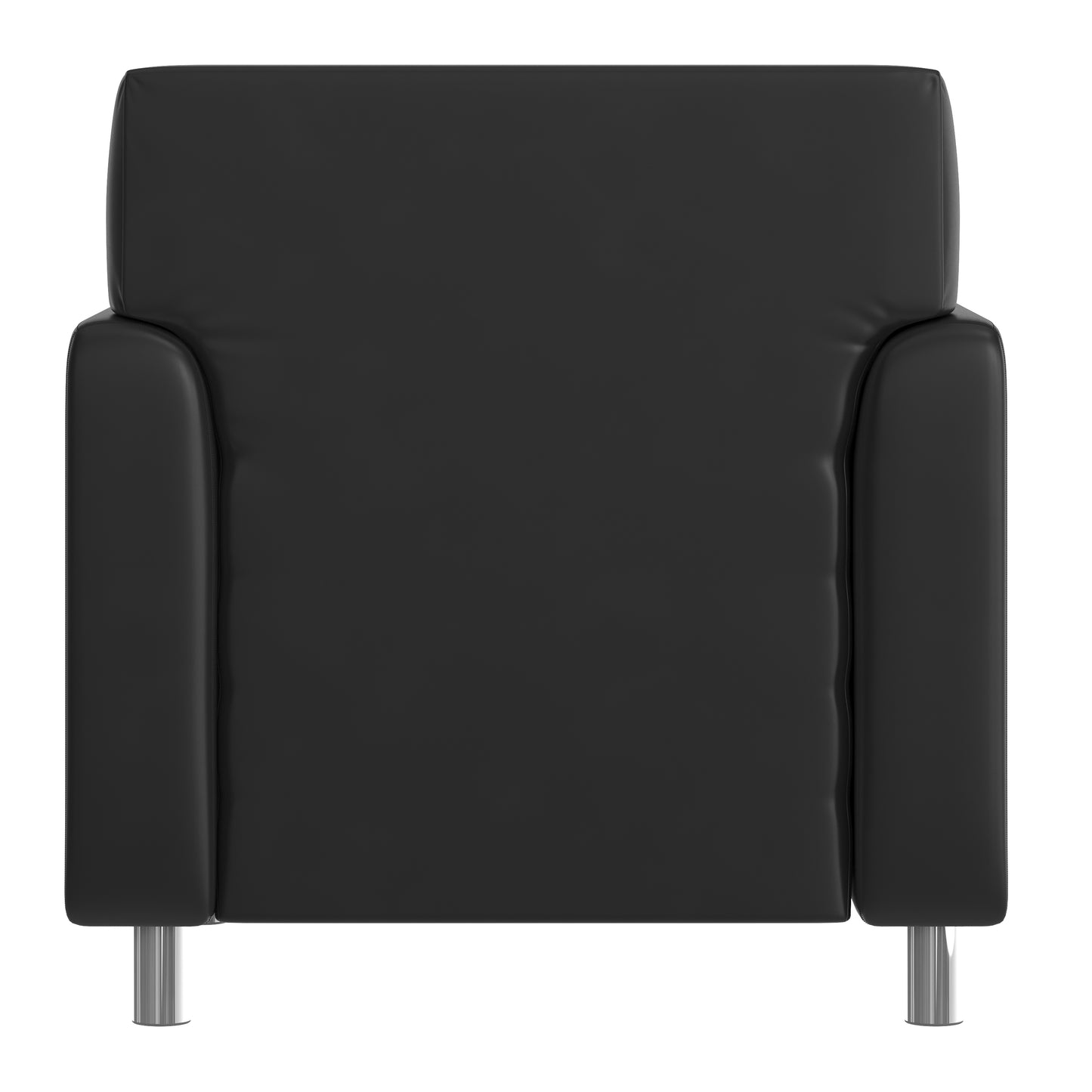Agent Black LeatherSoft Reception Chair with Right Side Charging Bank, Includes 2 Outlets, 2USB Ports, 1 USB-C Port, Chrome Legs