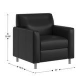 Agent Black LeatherSoft Reception Chair with Right Side Charging Bank, Includes 2 Outlets, 2USB Ports, 1 USB-C Port, Chrome Legs