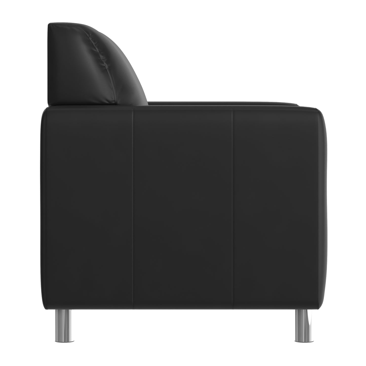 Agent Black LeatherSoft Reception Chair with Right Side Charging Bank, Includes 2 Outlets, 2USB Ports, 1 USB-C Port, Chrome Legs