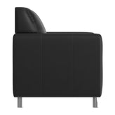 Agent Black LeatherSoft Reception Chair with Right Side Charging Bank, Includes 2 Outlets, 2USB Ports, 1 USB-C Port, Chrome Legs