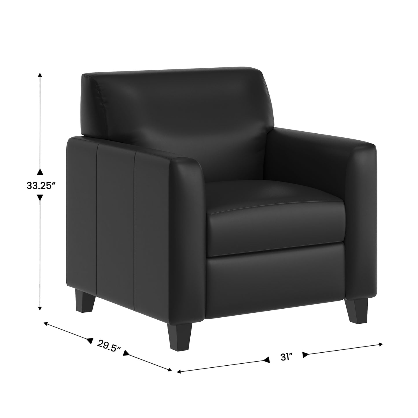 Agent 3 Piece Reception Set with Charging Banks and Solid Wood Legs in Black LeatherSoft