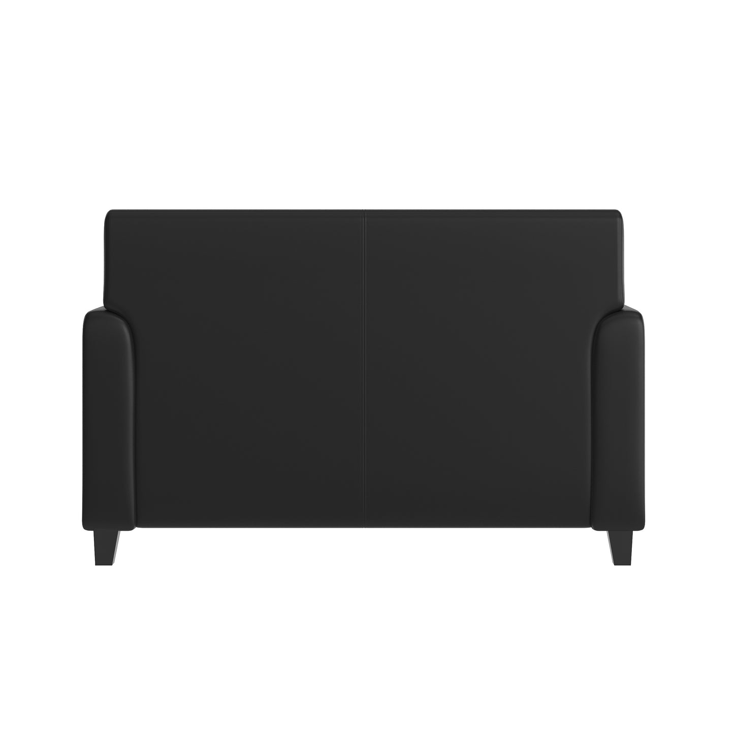 Agent Black LeatherSoft Reception Loveseat with Right Side Charging Bank, Includes 2 Outlets, 2USB Ports, 1 USB-C Port, Solid Wood Legs