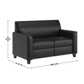 Agent 3 Piece Reception Set with Charging Banks and Solid Wood Legs in Black LeatherSoft