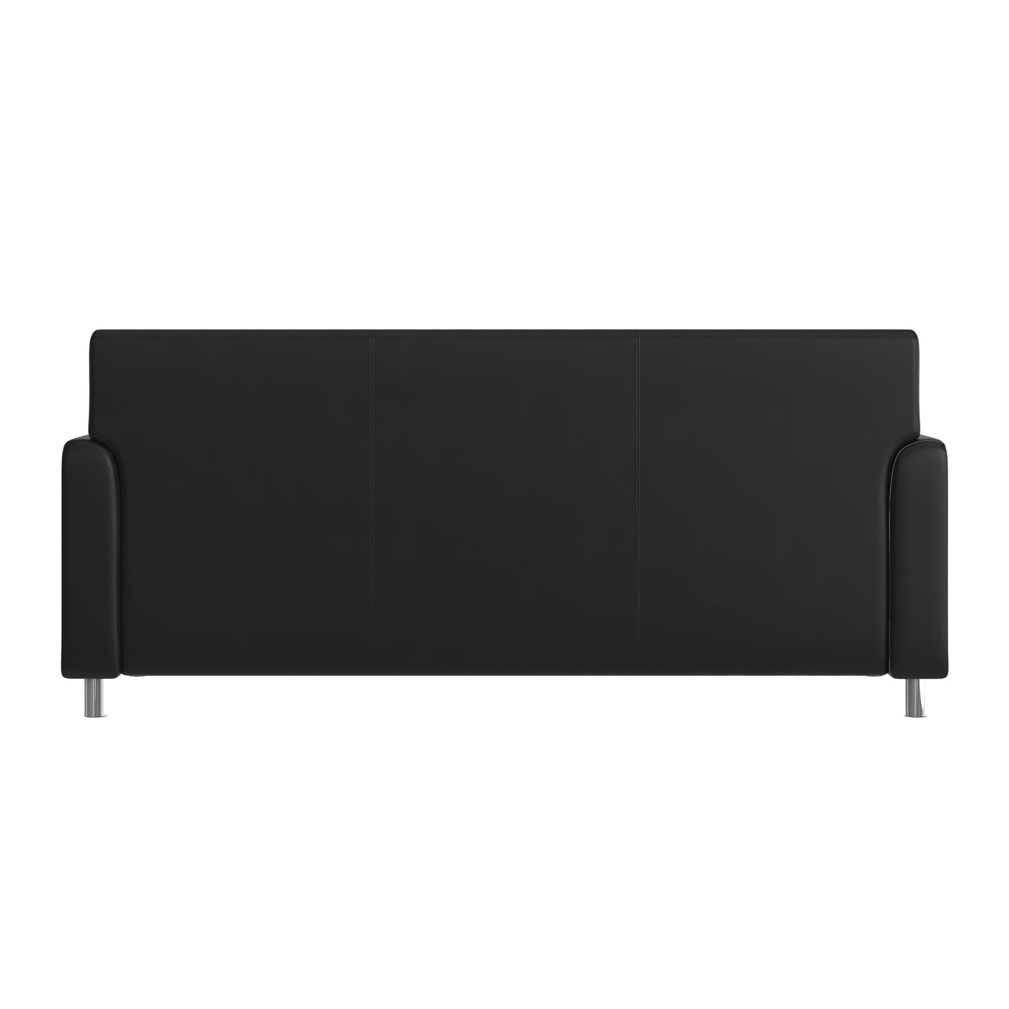 Agent Black LeatherSoft Reception Sofa with Left and Right Side Charging Banks, Includes 2 Outlets, 2USB Ports, 1 USB-C Port, Chrome Legs