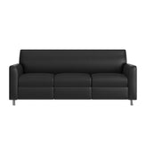 Agent Black LeatherSoft Reception Sofa with Left and Right Side Charging Banks, Includes 2 Outlets, 2USB Ports, 1 USB-C Port, Chrome Legs