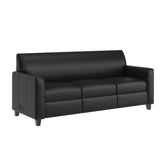 Agent Black LeatherSoft Reception Sofa with Left and Right Side Charging Banks, Includes 2 Outlets, 2USB Ports, 1 USB-C Port, Solid Wood Legs