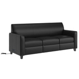 Agent Black LeatherSoft Reception Sofa with Left and Right Side Charging Banks, Includes 2 Outlets, 2USB Ports, 1 USB-C Port, Solid Wood Legs