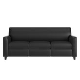 Agent 3 Piece Reception Set with Charging Banks and Solid Wood Legs in Black LeatherSoft