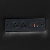 Agent 3 Piece Reception Set with Charging Banks and Solid Wood Legs in Black LeatherSoft