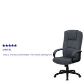 Rochelle High Back Gray Fabric Executive Swivel Office Chair with Arms