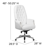 Hansel High Back Traditional Tufted White LeatherSoft Multifunction Executive Swivel Ergonomic Office Chair with Arms