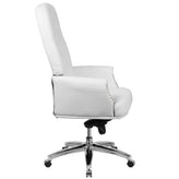 Hansel High Back Traditional Tufted White LeatherSoft Multifunction Executive Swivel Ergonomic Office Chair with Arms
