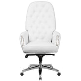 Hansel High Back Traditional Tufted White LeatherSoft Multifunction Executive Swivel Ergonomic Office Chair with Arms