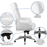 Hansel High Back Traditional Tufted White LeatherSoft Multifunction Executive Swivel Ergonomic Office Chair with Arms