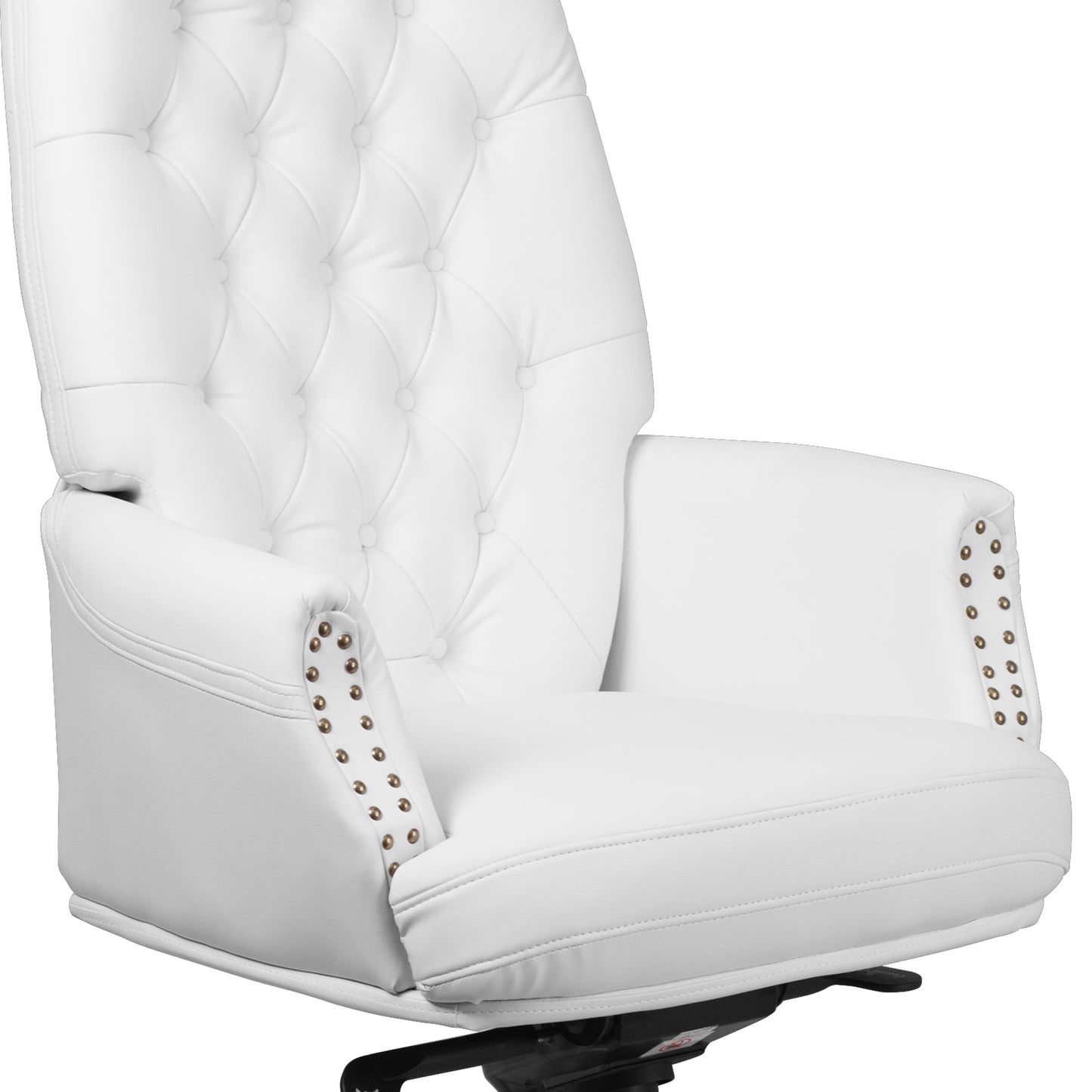 Hansel High Back Traditional Tufted White LeatherSoft Multifunction Executive Swivel Ergonomic Office Chair with Arms